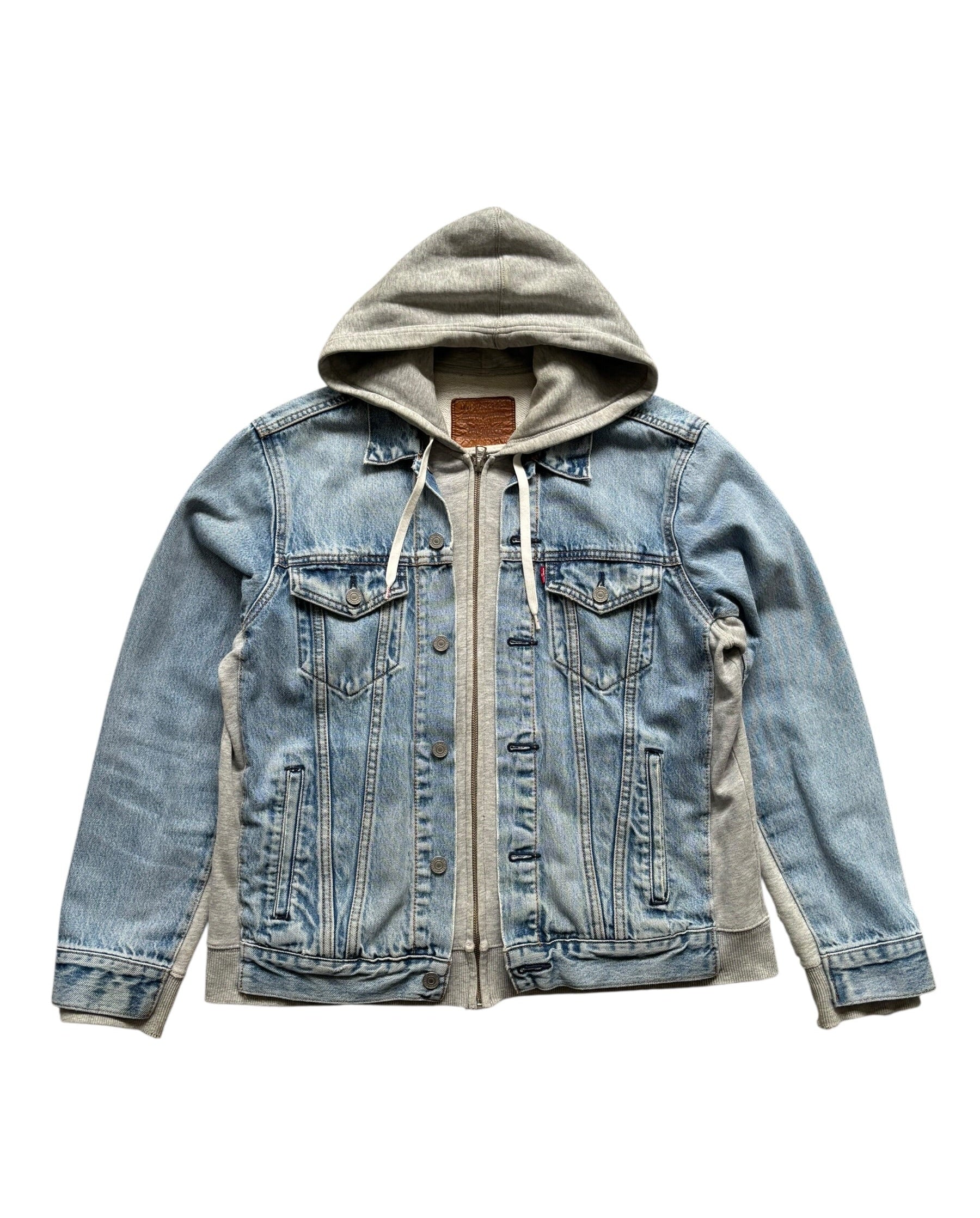 Levi's Thrashed Hybrid Hoodie Denim Trucker Jacket (L)