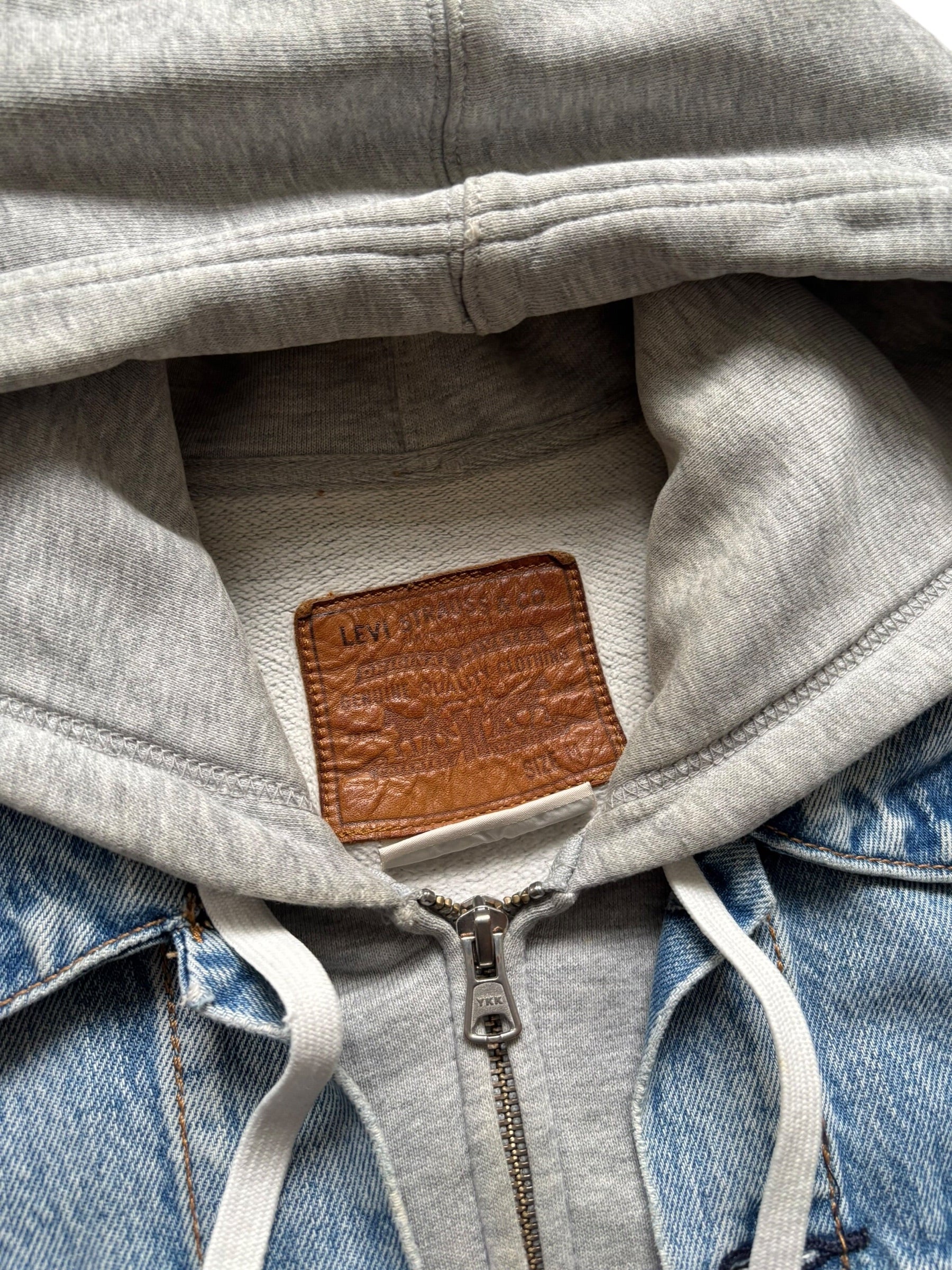 Levi's Thrashed Hybrid Hoodie Denim Trucker Jacket (L)