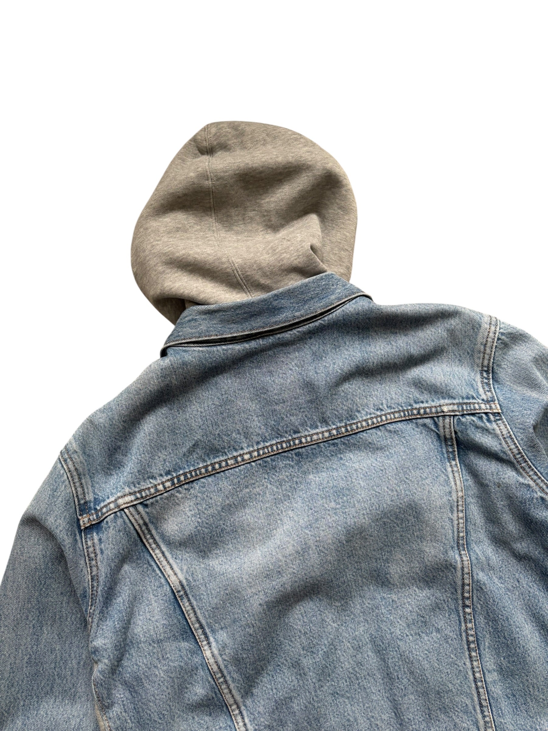 Levi's Thrashed Hybrid Hoodie Denim Trucker Jacket (L)