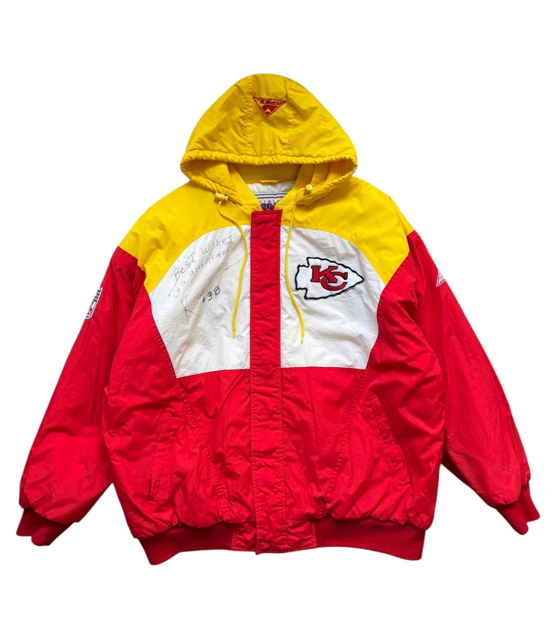Vintage NFL Apex One KC Chiefs Hooded Jacket Autographed (XL)