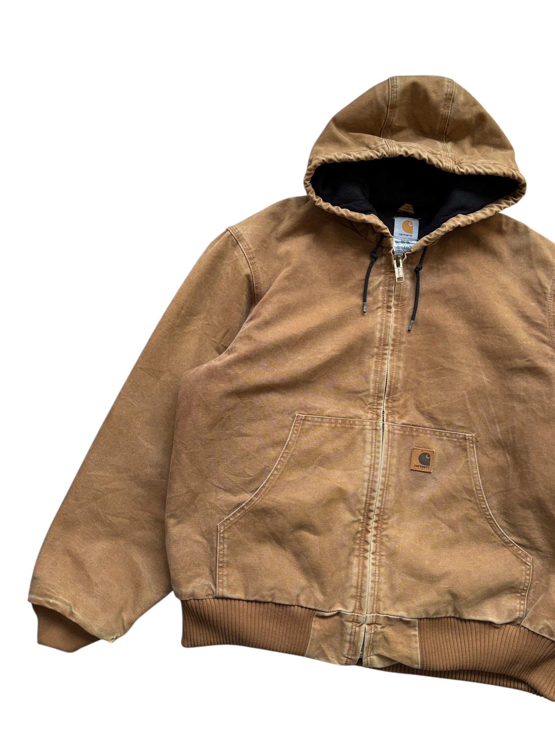 1990s Carhartt J130 Sandstone Duck Canvas Insulated Active Jacket (XL)