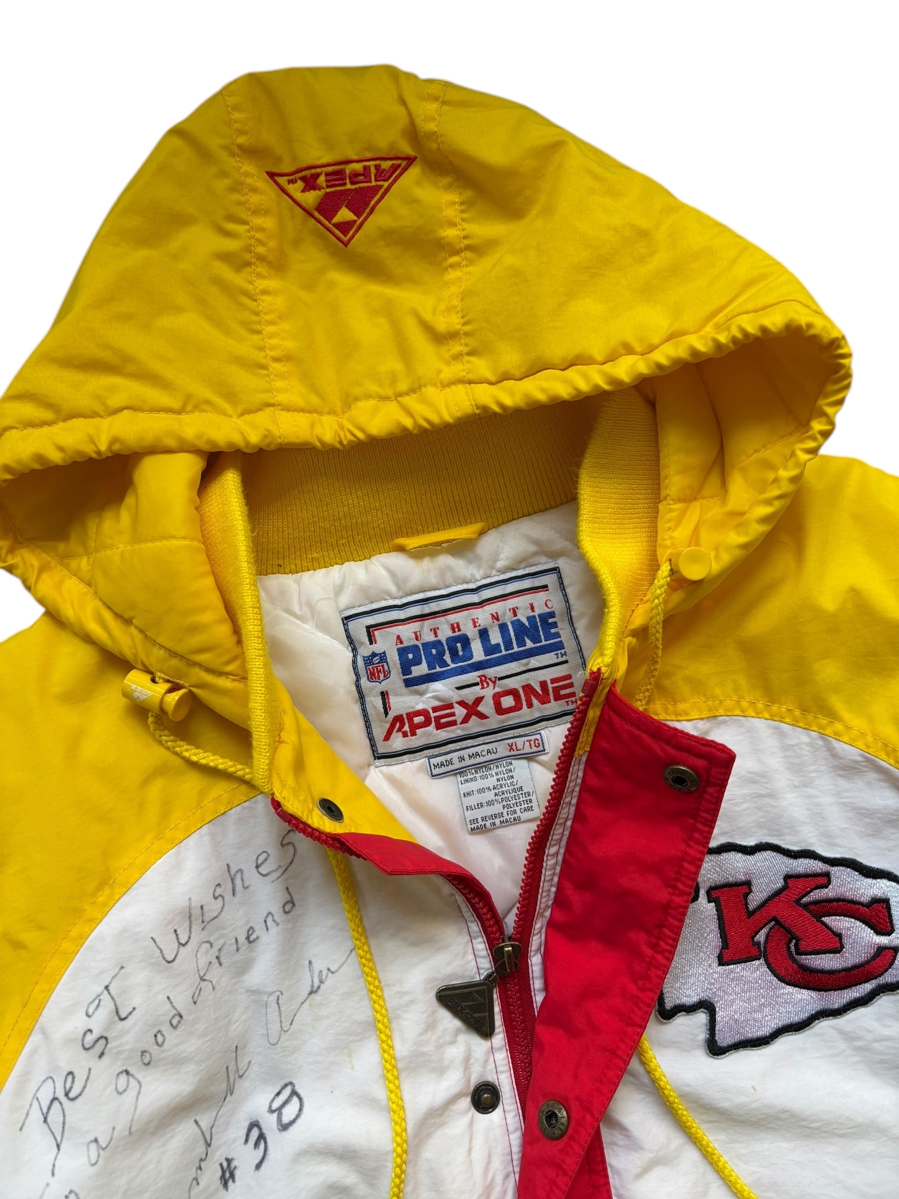 Vintage NFL Apex One KC Chiefs Hooded Jacket Autographed (XL)