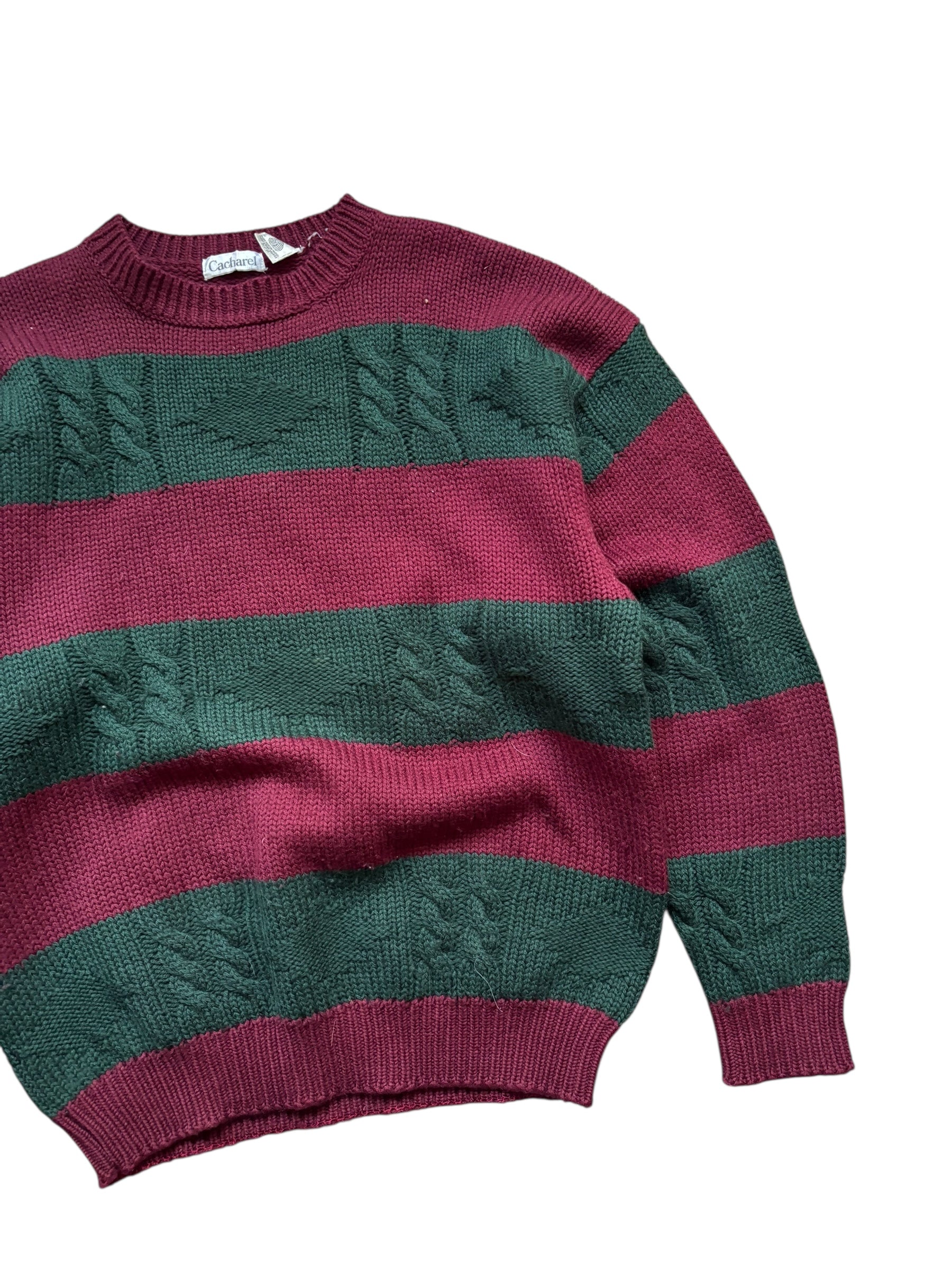 1980s Vintage Cacharel Cable Knit Striped Sweater (L)