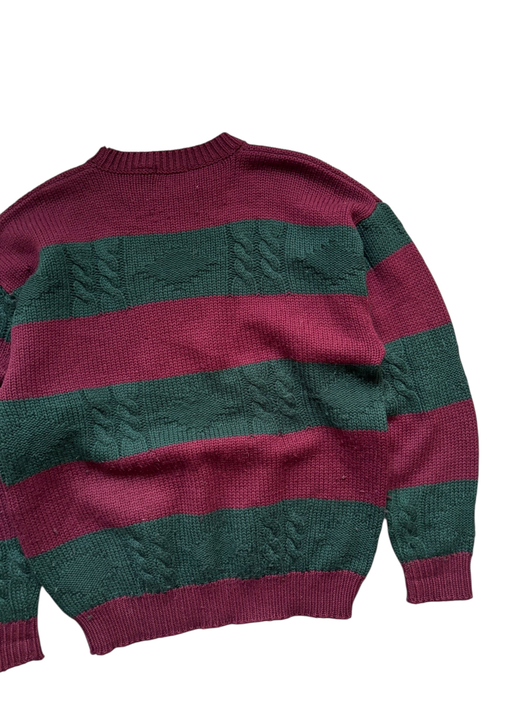 1980s Vintage Cacharel Cable Knit Striped Sweater (L)