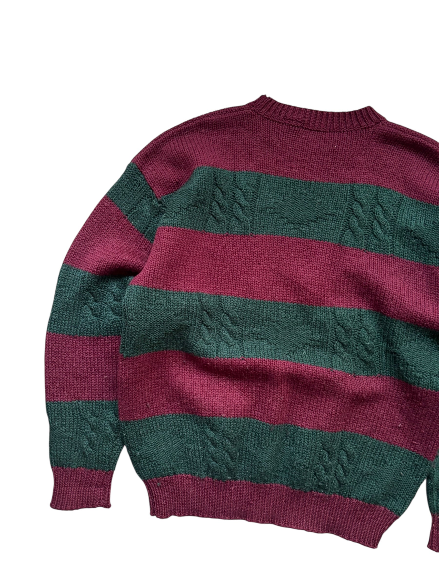 1980s Vintage Cacharel Cable Knit Striped Sweater (L)