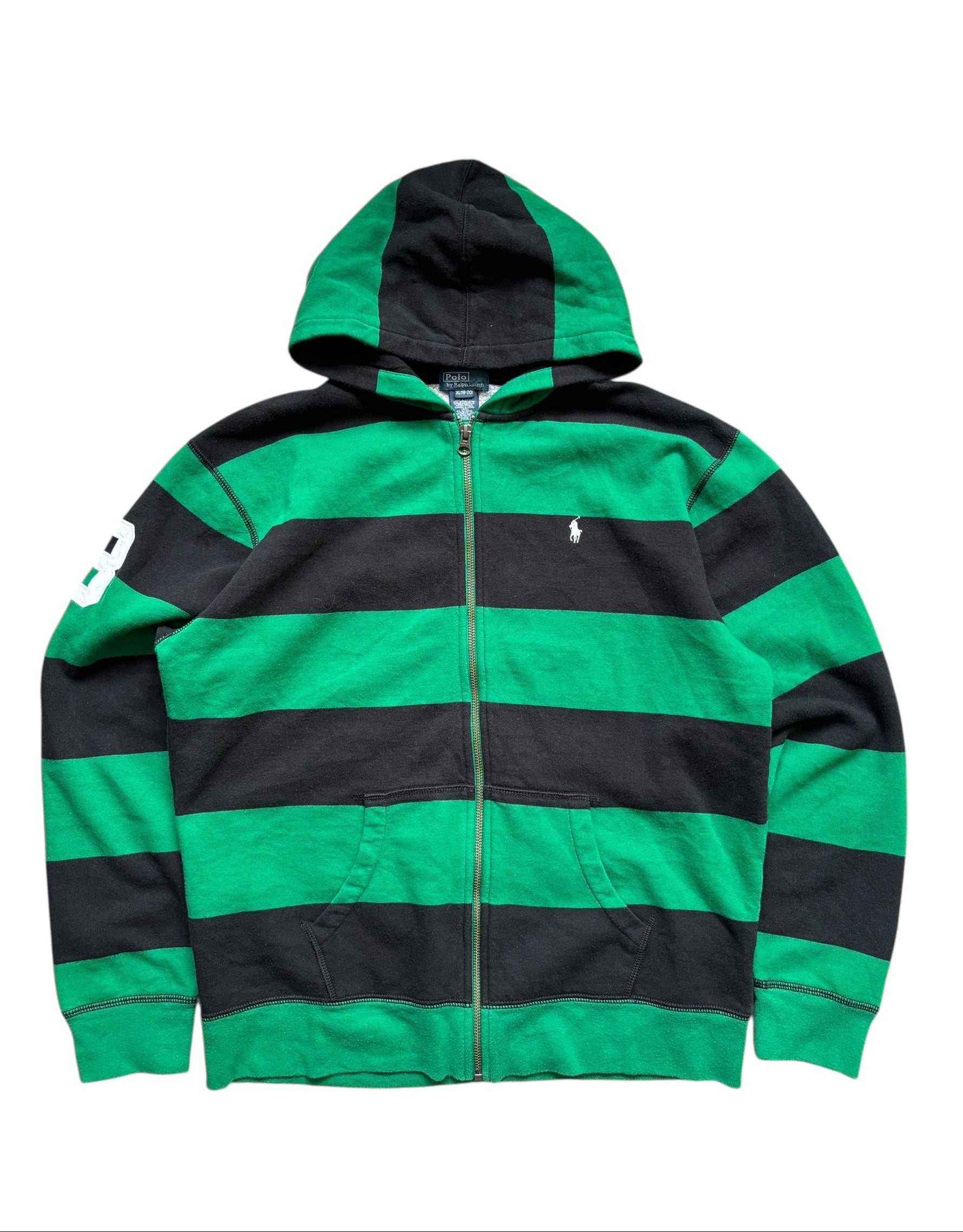 Vintage Polo Ralph Lauren Striped Zip-Up Hoodie (M)