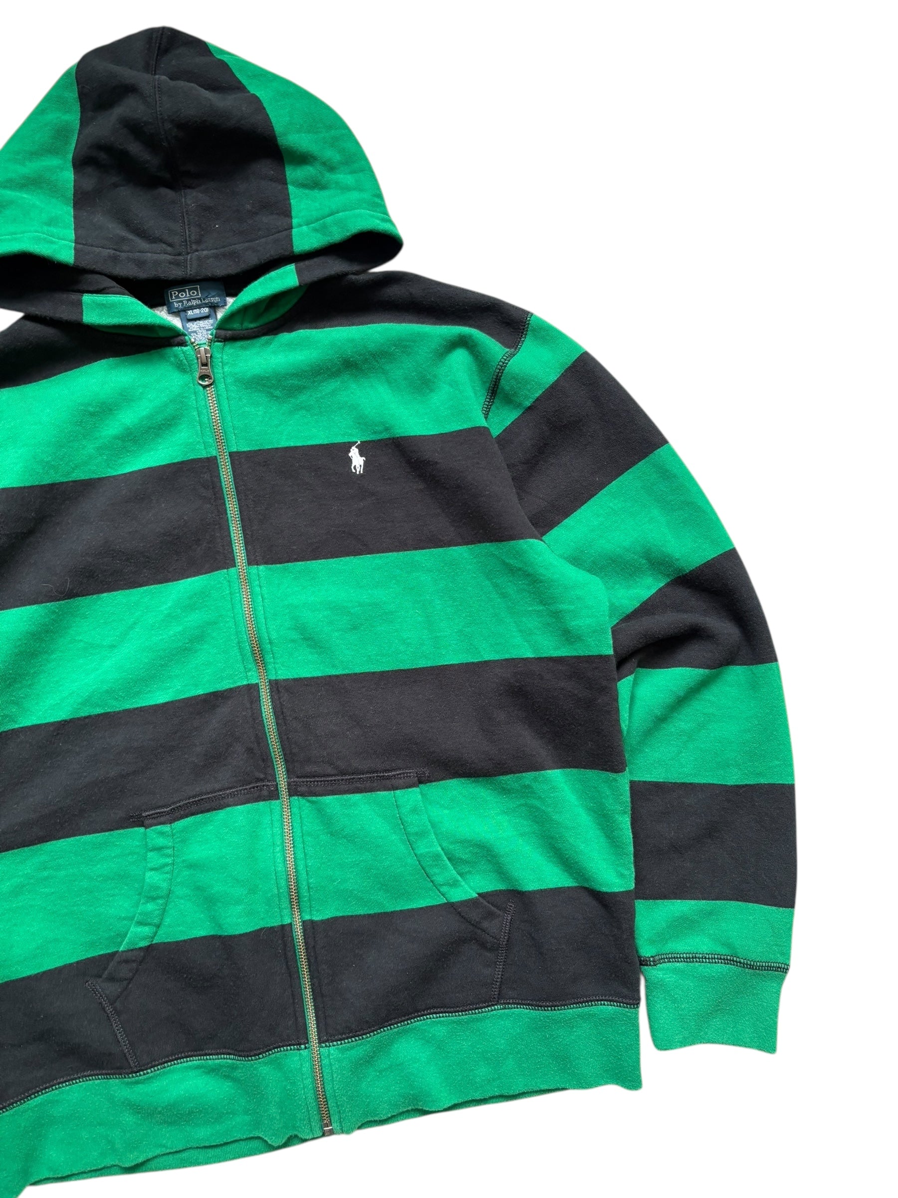 Vintage Polo Ralph Lauren Striped Zip-Up Hoodie (M)