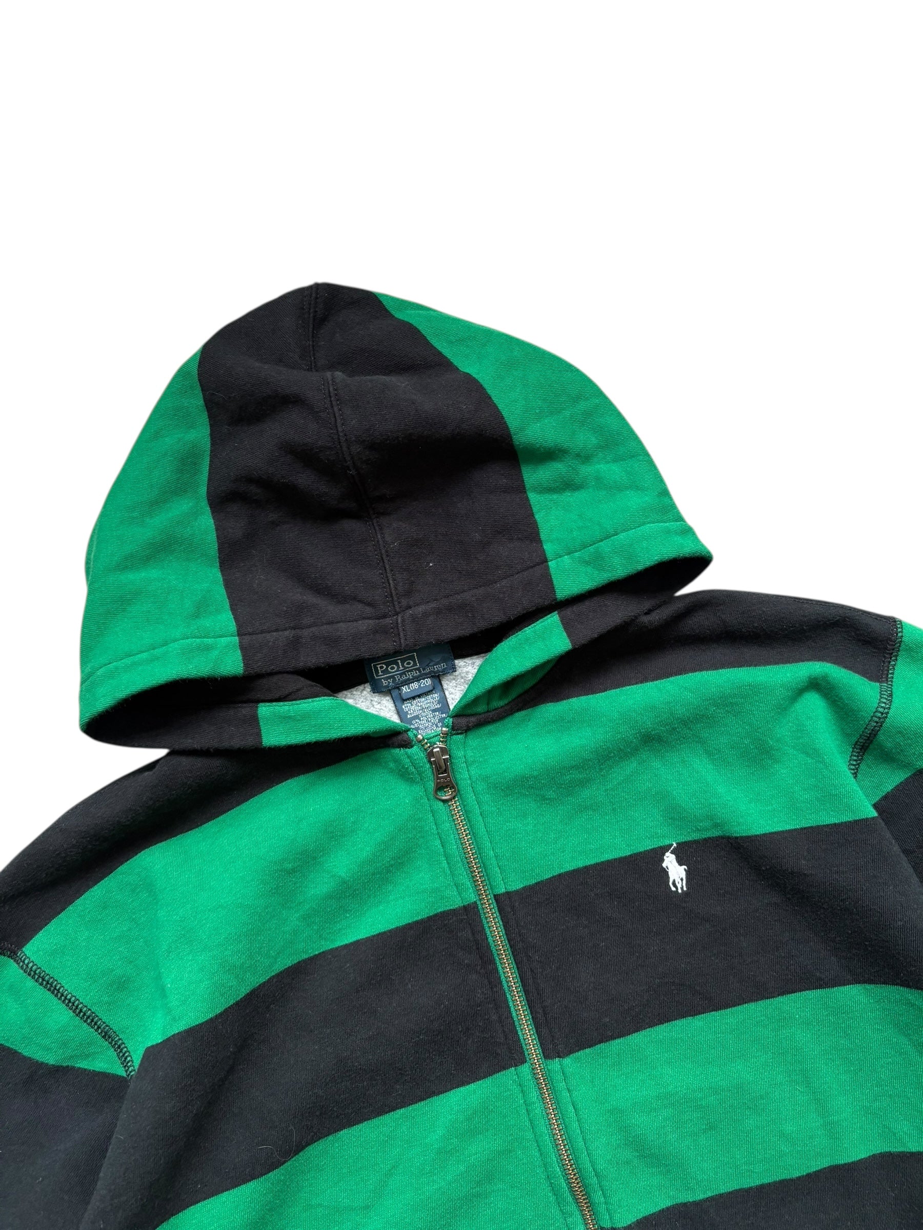 Vintage Polo Ralph Lauren Striped Zip-Up Hoodie (M)