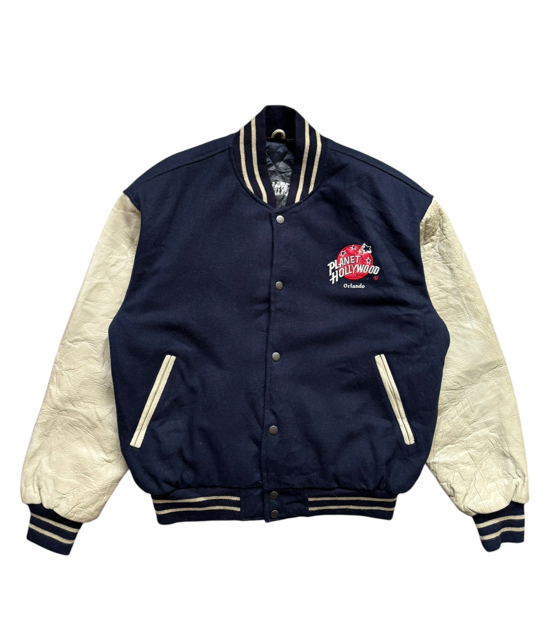 1990s Planet Hollywood Orlando Leather Varsity Jacket (M)