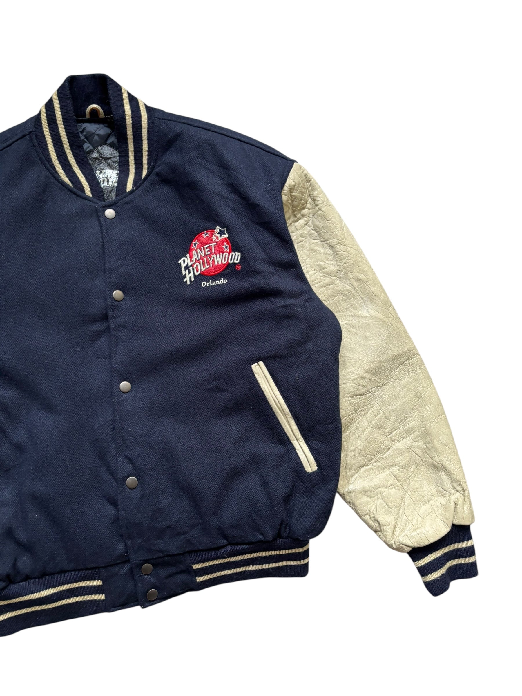 1990s Planet Hollywood Orlando Leather Varsity Jacket (M)