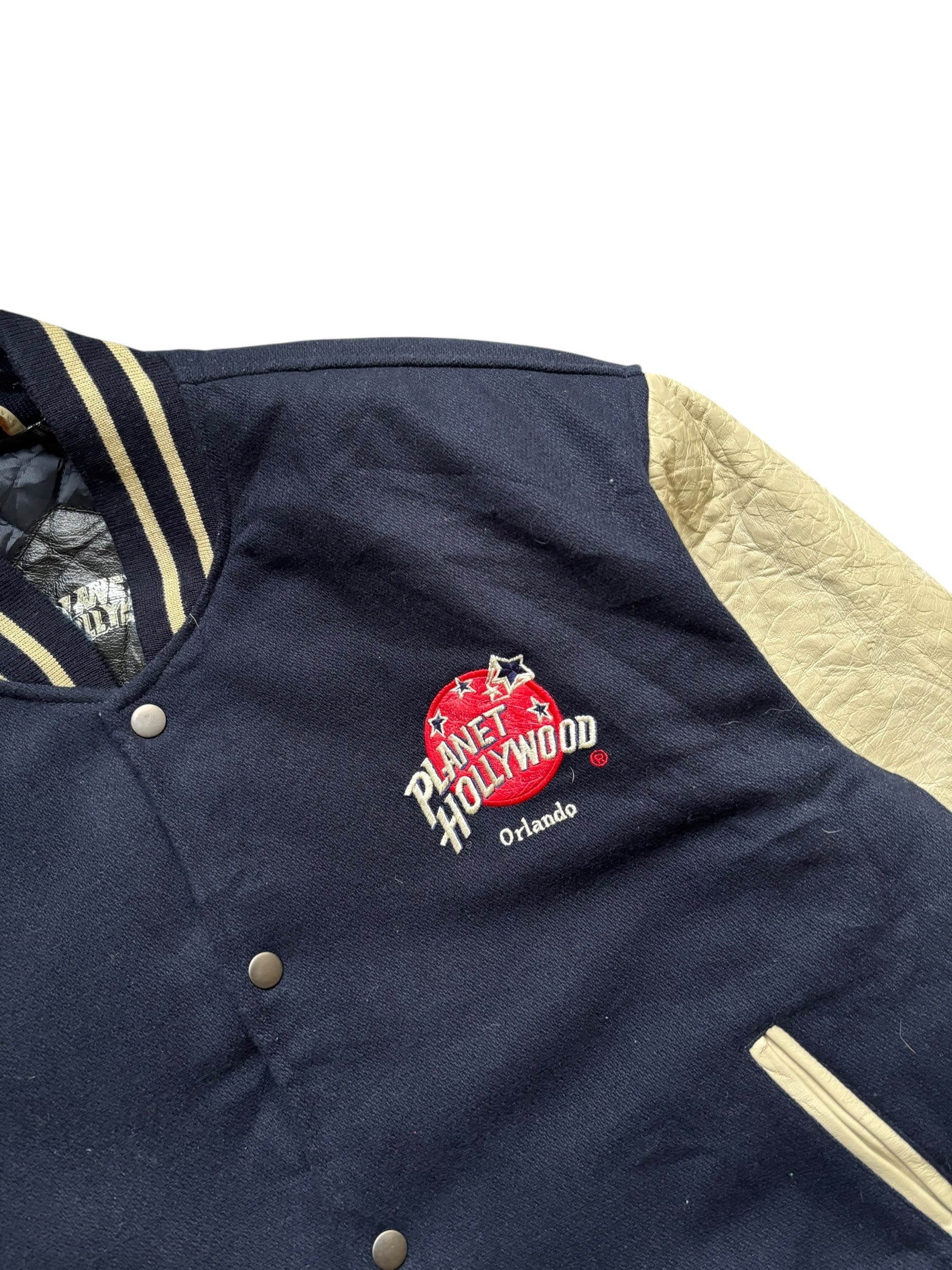 1990s Planet Hollywood Orlando Leather Varsity Jacket (M)