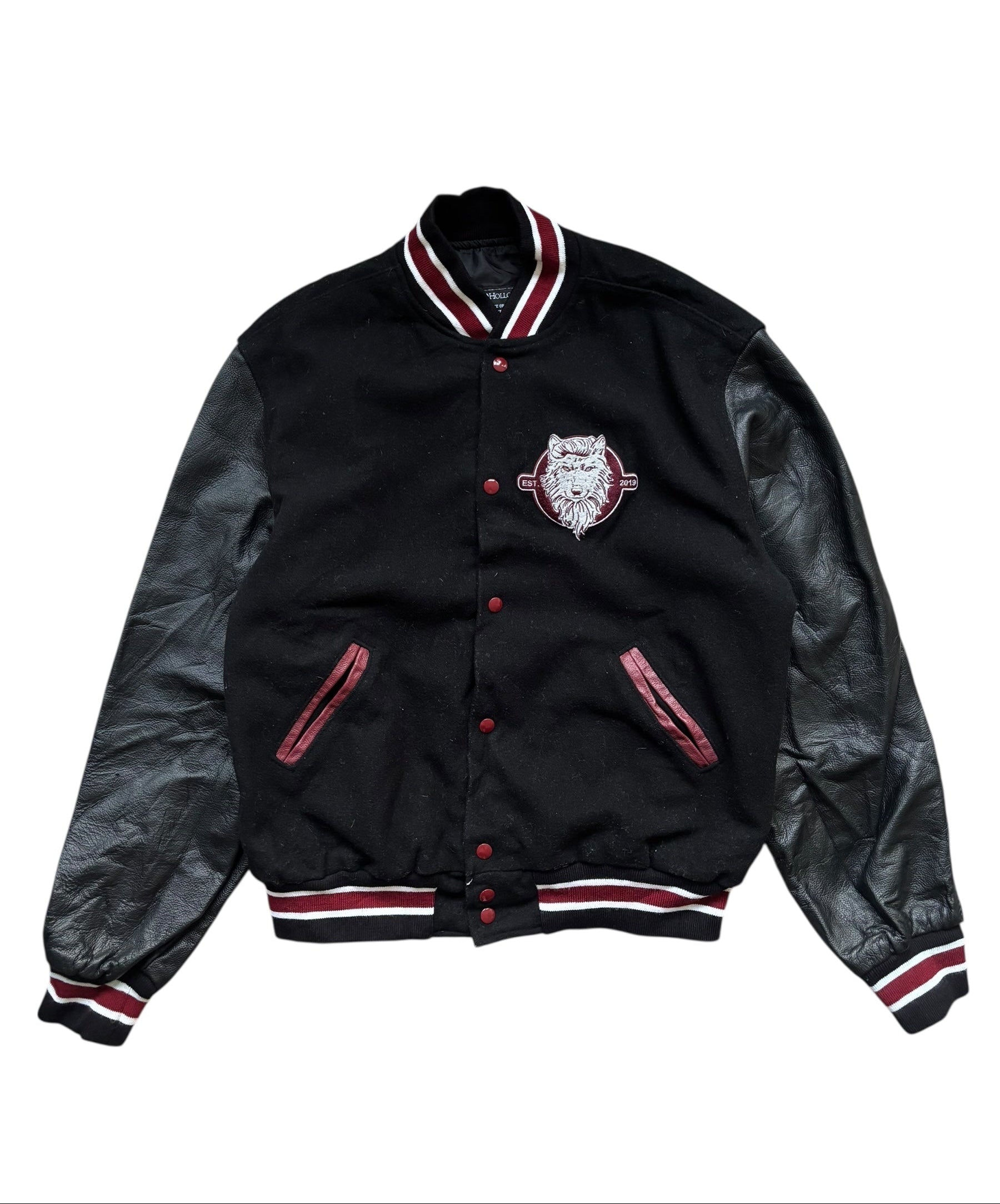 Vintage Wolves Barber Lounge Varsity Jacket (XL)