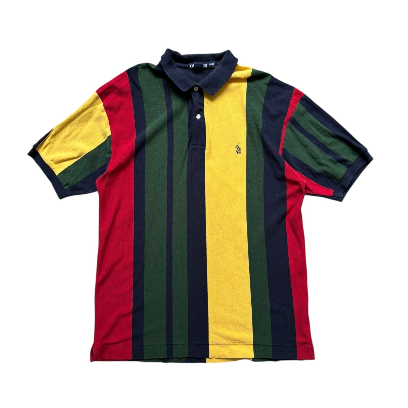 Vintage Nautica Multi Color Striped Polo T-Shirt - Quaint Vintage