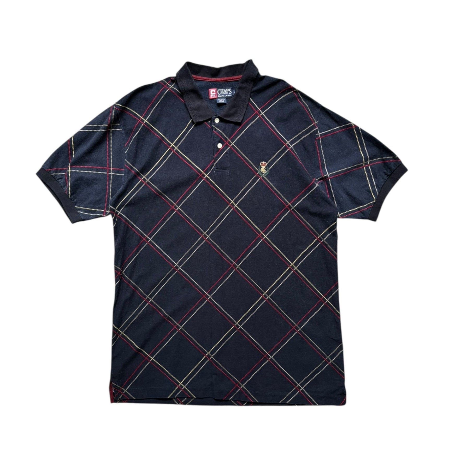 Chaps Ralph Lauren Patterned Polo T-Shirt - Quaint Vintage