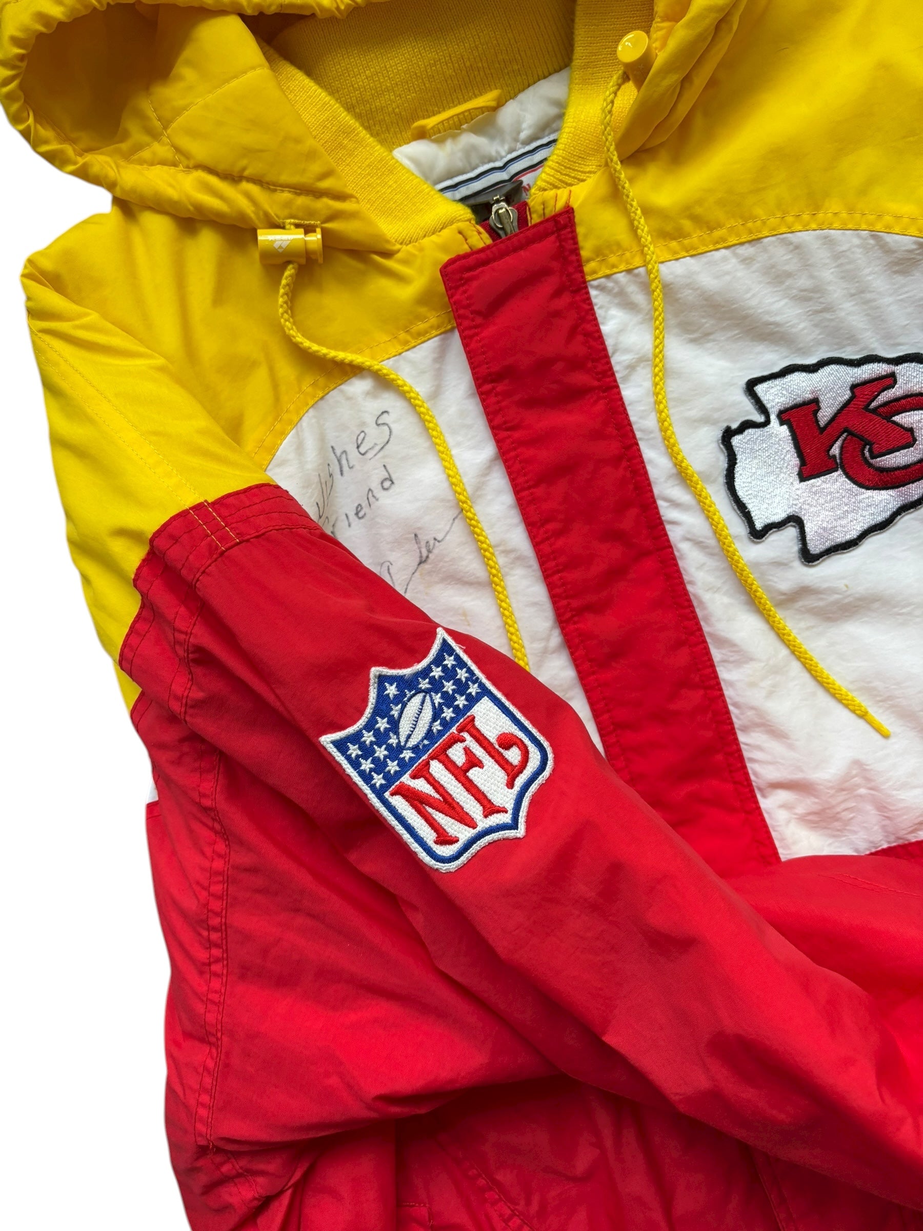Vintage NFL Apex One KC Chiefs Hooded Jacket Autographed (XL)
