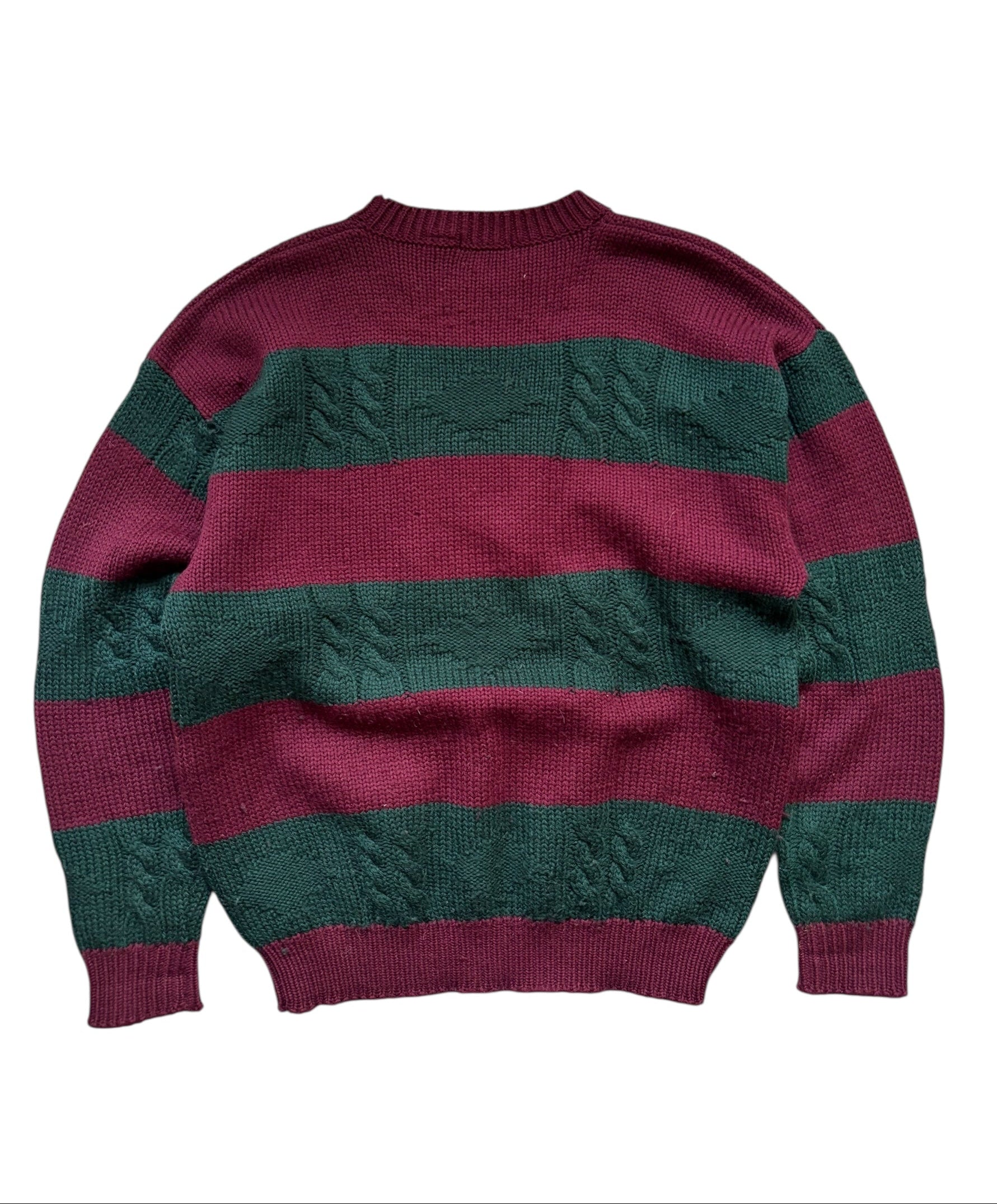 1980s Vintage Cacharel Cable Knit Striped Sweater (L)