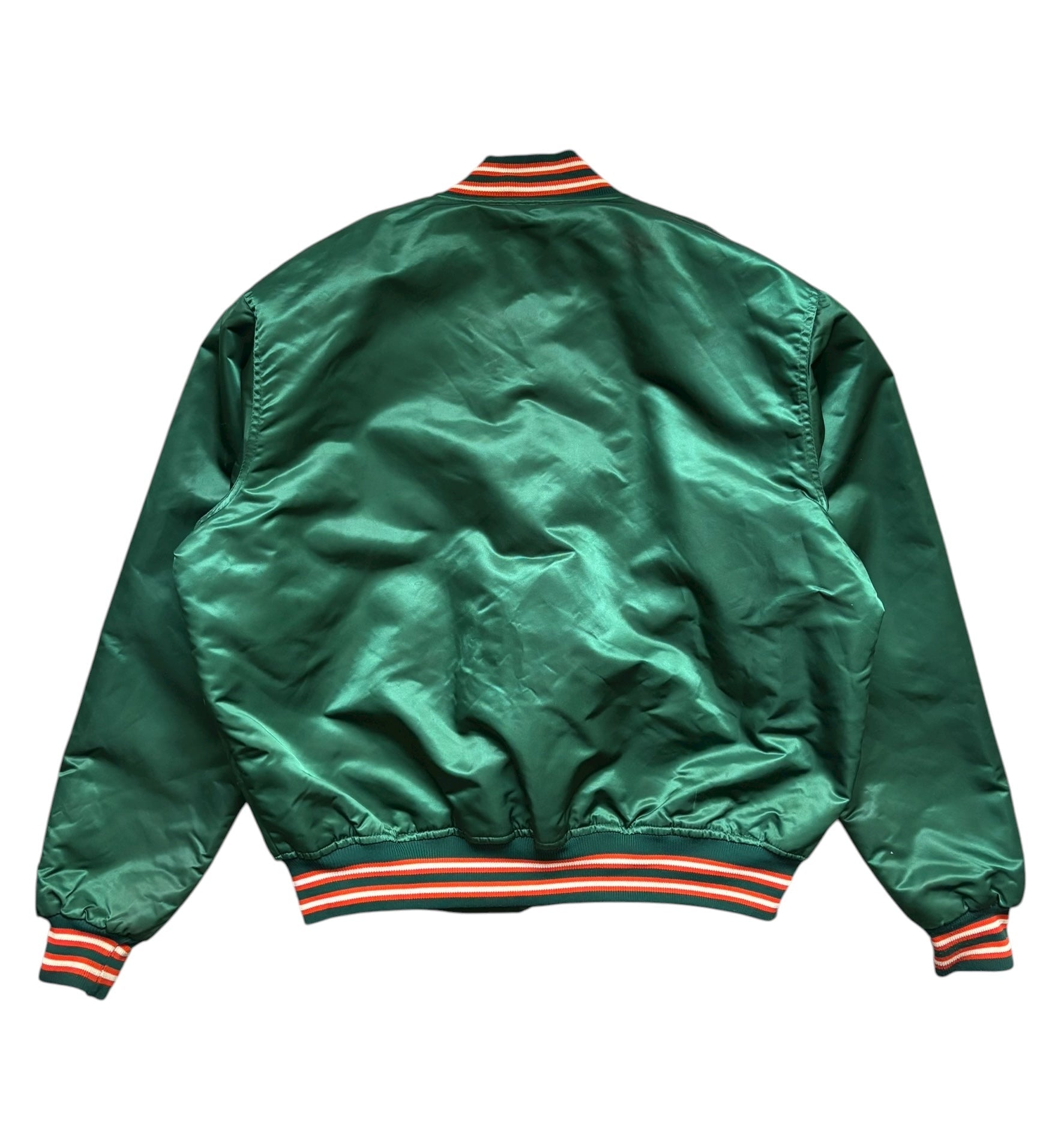 1980s Rare Vintage Starter Miami Hurricanes Satin Bomber Jacket (XXL)