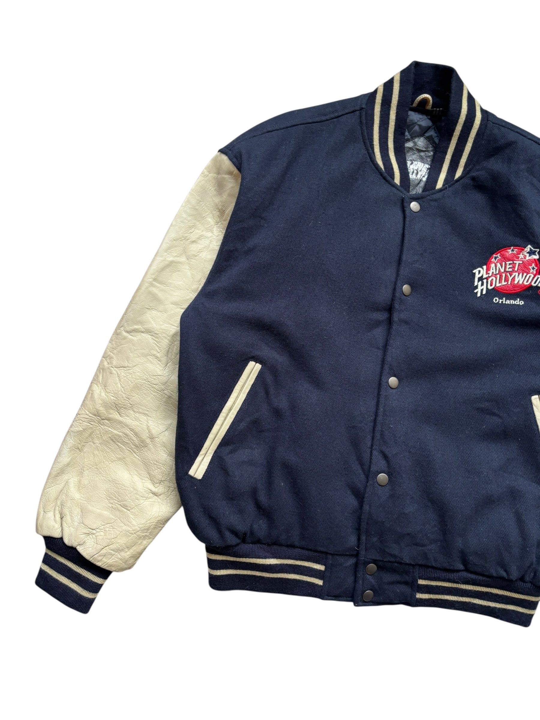 1990s Planet Hollywood Orlando Leather Varsity Jacket (M)