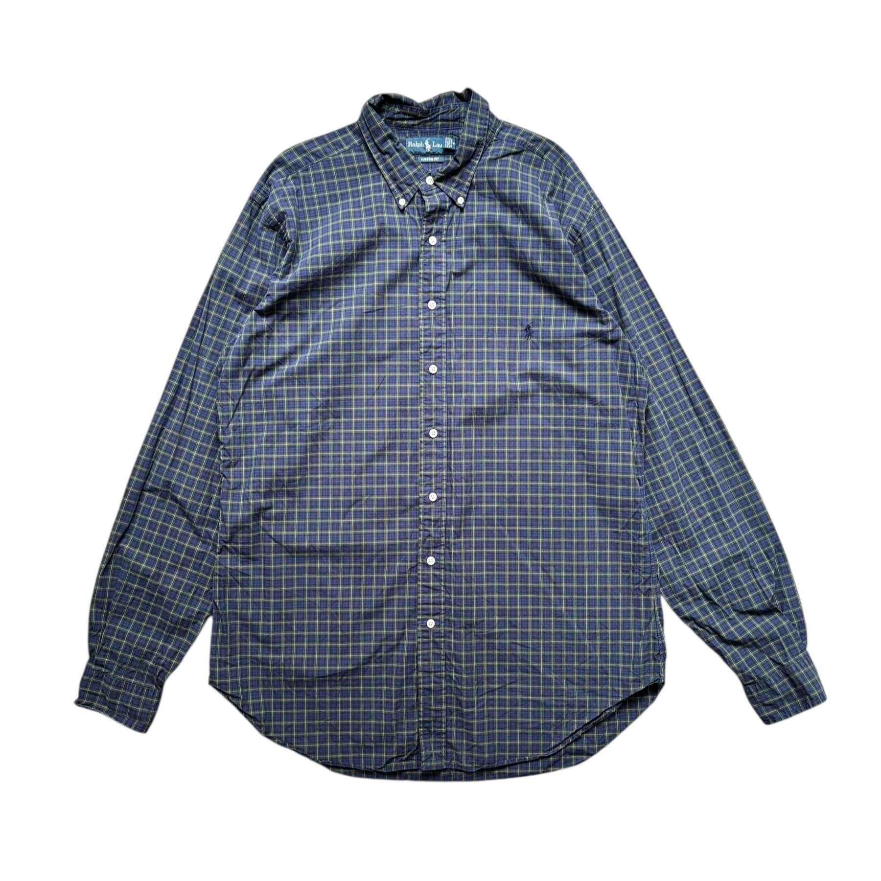Vintage Ralph Lauren Navy/Green Checkered Shirt (XL) - Quaint Vintage