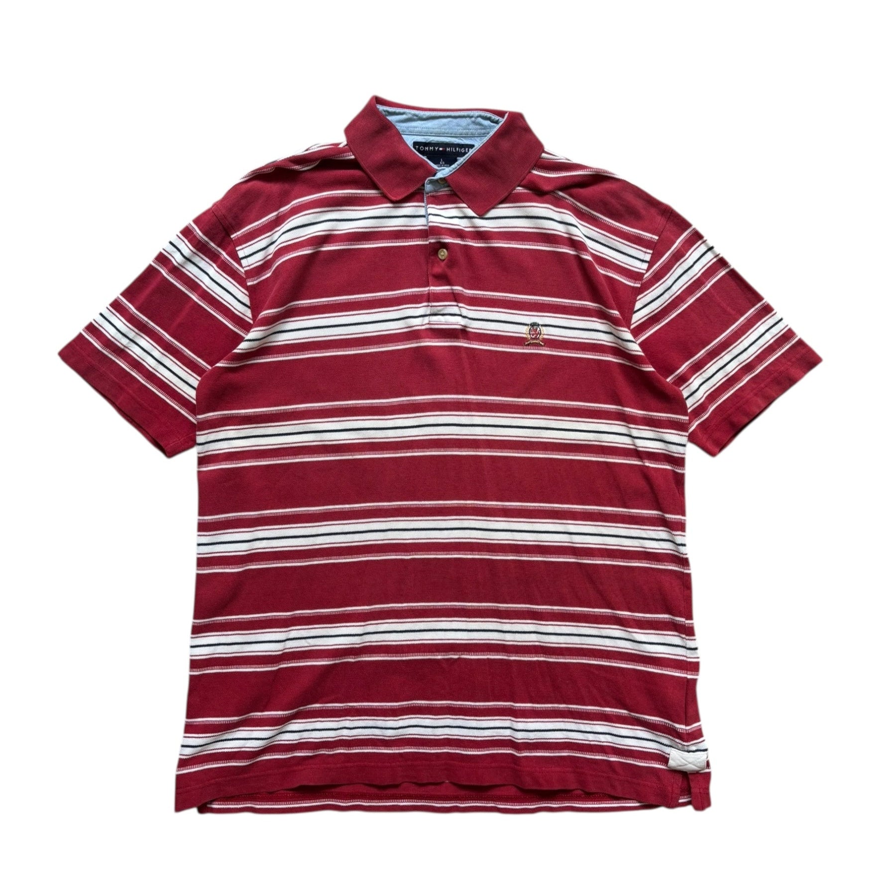 Vintage Tommy Hilfiger Striped Polo T-Shirt (L) - Quaint Vintage
